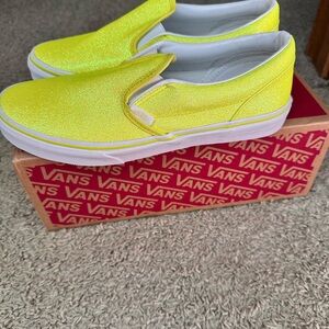 Vans  Yellow Neon Glitter Slip-On Shoes